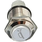 Ninth-City 16mm Momentary Metal Blue LED Lighted Power Push Button Waterproof Speaker Horn Switch 12V