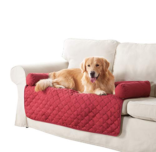 Quick Fit Wubba Reversible Pet Bed Couch Cover for Dogs, 45×34, Garnet-Natural