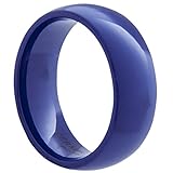 Blue Ceramic Ring by CERAMIC GESTALT - 8mm Width. Domed & Polished. (Avail. Sizes 5 to 14).