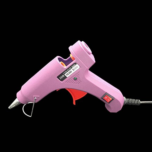 20W Plug Hot Melt Glue Gun Sticks Industrial Mini Thermo Electric Heat Temperature Tool Machine US Plug 100V-220V (Pink)