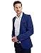 Pishon Men's Slim Fit Suits Casual One Button Flap Pockets Solid Blazer Jacket Business Daily Blazer, Dark Blue, Small