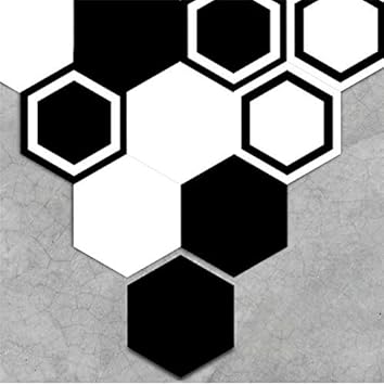 Dcgddp Black And White Style Hexagon Creative Floor Tile