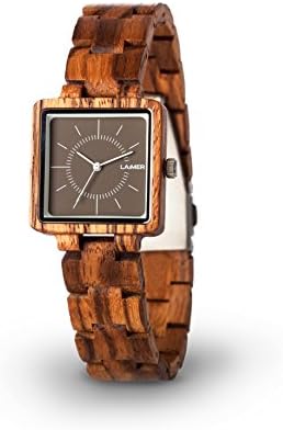 LAiMER Women Wooden Watch Limited Edition Box - Wrist Watch made of natural Zebrano Wood and and Ear Studs with SWAROVSKI Crystals