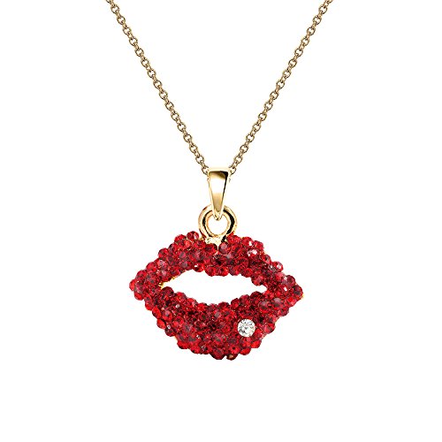NC051 Cute Red Crystal Sexy Kiss Lip Charm Pendant Necklace