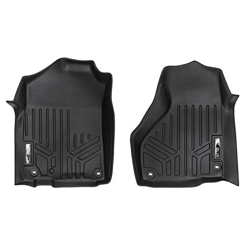 SMARTLINER Floor Mats 1st Row Liner Set Black for 2012-2018 RAM Standard Cab or Quad Cab with 1st Row Dual Floor Hooks