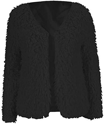 Ovetour Women's Wool Coat Winter Long Jacket Hairy Warm Parka Outwear