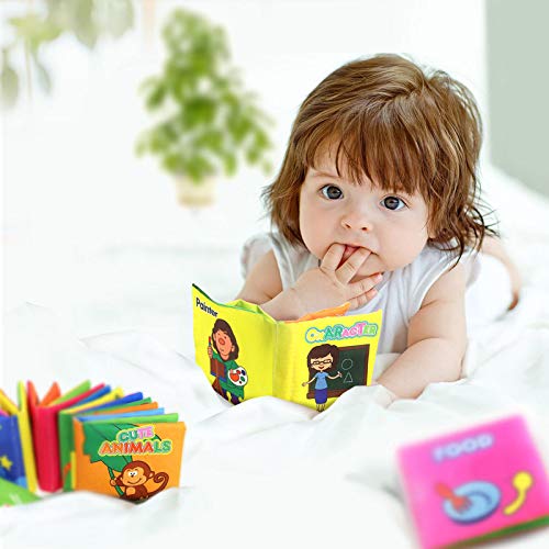 Tangomall Baby's First Non-Toxic Soft Cloth Book Set- Crinkle,Colorful - Pack of 6 for Toddlers