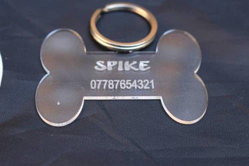 Custom engraved nameplate Acrylic Glass Dog Tag Pendant