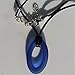 Blue Sea Glass Necklace Surf Beach Transparent Oval Small Pendant Handmade Unisex Surfing Jewelry on a Waxed Cotton 26 Inches Cord Gift Under 20 Dollars