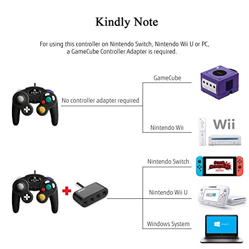 Gamecube Controller, Compatible with Gamecube / Wii U/ Wii / PC / Switch Controller, 2 Packs Classic Wired Gamecube Controller for Super Smash Bros with Turbo Function(2 Black) - Thumbnail 2