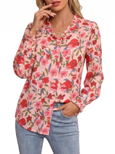 GRACE KARIN Womens Boho Floral Long Sleeve Blouse