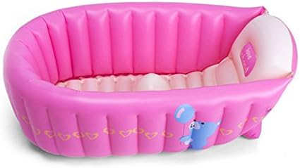 Inflatable Bathtub, Plastic Household Multi-function Bath Folding Portable Bathtub Outdoor Swimming Pool Blue/pink (Color : Pink)