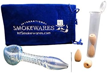Glass Kit with Padded Pouch, Incense Down Draft, Smell Proof Water Tight Pop Top Tube Incense Holder, and Stainless Steel Pipe Cleaner Pick (Blue Twist, 4 Inch)