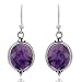 Women’s 925 Oxidized Sterling Silver Oval Gemstone Vintage Dangle Hook Earrings, 1.25
