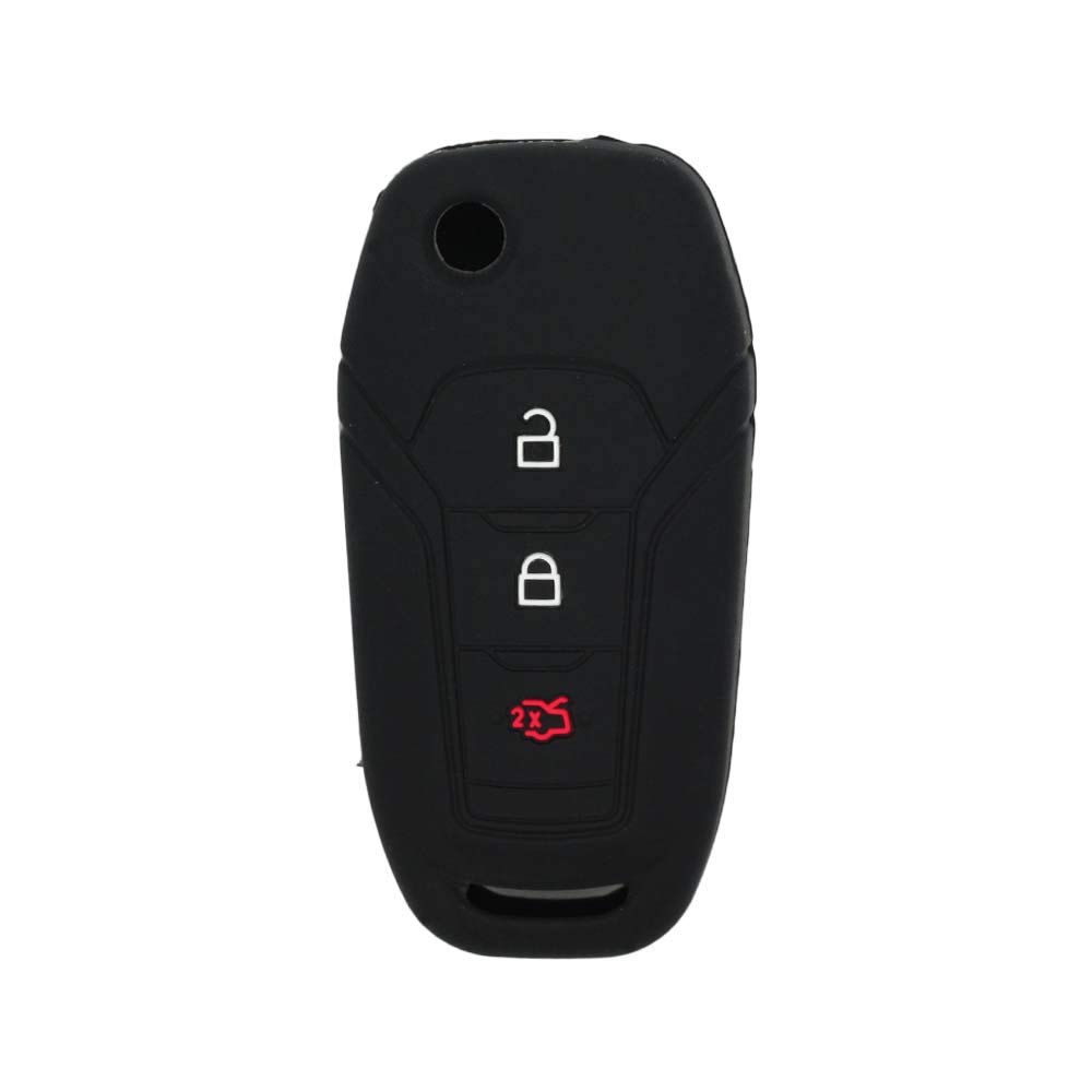 BROVACS Silicone Cover Protector Case Holder Skin Jacket Compatible with FORD Ranger Explorer F-150 F-250 F-350 F-450 F-550 Super Duty 3 Button Flip Remote Key Fob CV4709 Black