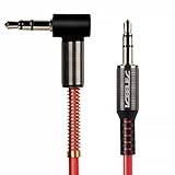 3.5mm aux cable, ICEELEC Male to Male 90 Degree Right Angle Auxiliary Stereo Cable / Aux Cord for Car Stereos, Phone, Computer, Speakers, MP3 Players etc ( Red, 4FT ).