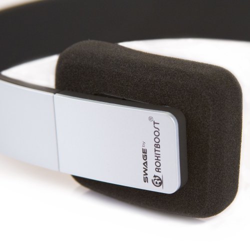 Swage by Rokit Boost - Bluetooth Headphones - Built in Microphone Sound - Perfect Fit Sleek Design - Silver Color