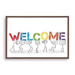 Framed Canvas Wall Art Welcome Canvas Prints Home Artwork Decoration for Living Room,Bedroom - 16x24 inches