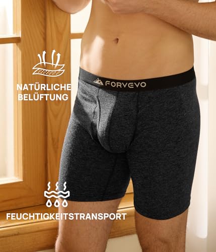 FORVEVO Pack of 6 Men's Merino Boxer Shorts, Merino Wool Underpants, Breathable Soft Underwear (M-3XL)