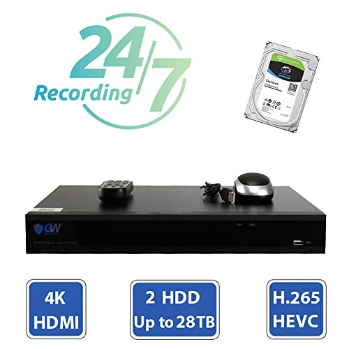 GW Security 16 Channel 4K NVR 5 Megapixel H.265 Security Camera System, 16 Built-in Microphone Audio Recording HD 1920P IP PoE Dome Cameras, QR-Code Connection