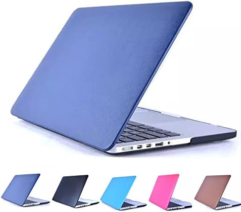 YIYINOE - Retina 13 inch Ultralight Ultrathin Plastic + PU Leather Case for Apple Macbook Pro 13.3" with Retina Display Models: A1502 / A1425 Shell Cover + Clear Screen Protector BLUE