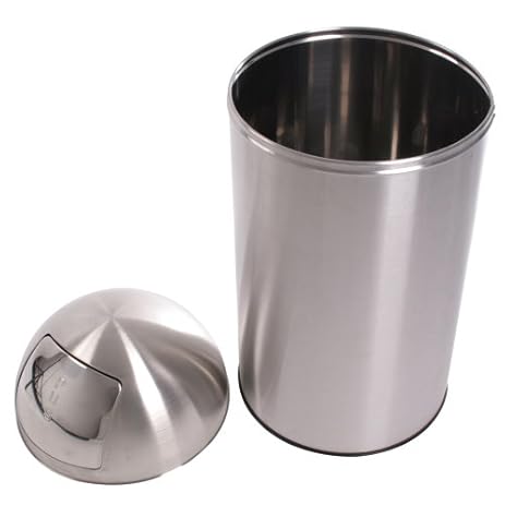 Jago Push Cubo de Basura - 50L, con Tapa Oscilante, Acero Inoxidable