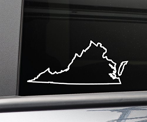 Virginia Vinyl Decal Laptop Car Truck Bumper Window Sticker, 7" x 3", White