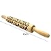 Adealink Christmas Rolling Pin Engraved Carved Wood Embossed Rolling Pin Kitchen Tool