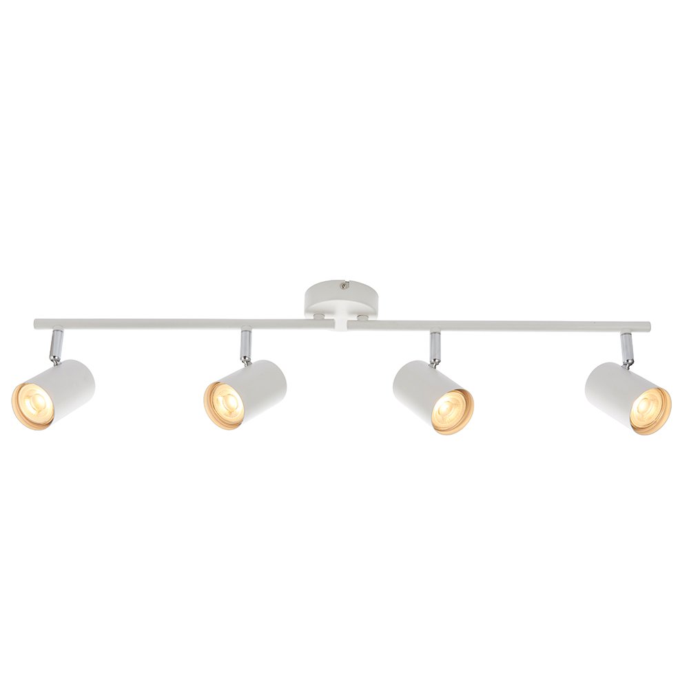 Arezzo Modern 4 Way Decorative Matt White Finish GU10 LED Compatible Adjustable Dimmable Ceiling Spotlight Bar Track Lighting