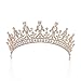 SWEETV Royal Wedding Crown Crystal Tiara for Women Bridal Headpiece Pageant Hair Jewelry, Rose Gold+Clear