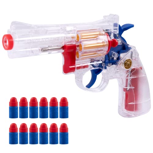 StickAny Toy Revolver with Clear Housing Foam Blaster with Elite Soft
