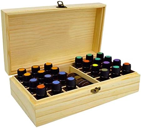 Forestwood Portable Essential Oil Storage Box, Solid Wood 24 Bottles Nail Polish Storage Case Box, Convenient And Practical