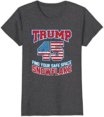 Womens Trump Vintage Flag Shirt | Trump 45 Snowflake Shirt Small Dark Heather