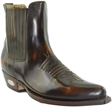 Loblan 298 Brown Whisky Leather Cowboy Boots Short Western Pointed Ankle Boot