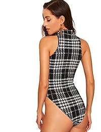 Verdusa - Body sexy sin mangas para mujer, con cuello alto y tanga