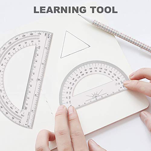 Yizerel 3 Pack Protractor Set, Professional & Precision Plastic Clear Protractors for School Supplies, Office Supplies, Geometry, Math, Drafting, Drawing, Measuring (Pack of 3)