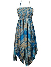Women Sundress Printed Handkerchief Hem Summer Holiday Sexy Halter Dress