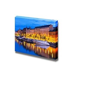 Beautiful Scenery Landscape Scenic Summer Evening View of The Old Town Pier with Sailing Yachts and Ships in Helsinki Finland - Canvas Art Wall Art - 12" x 18"