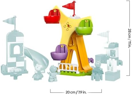 LEGO Duplo Peppa Pig Parque de Diversões Feira com Roda Gigante e Brinquedo Slide e 3 Figuras, Jogo para Classificar por Cores e Desenvolver Habilidades Motoras Finas para Meninas e Meninos 2+ Anos 10453