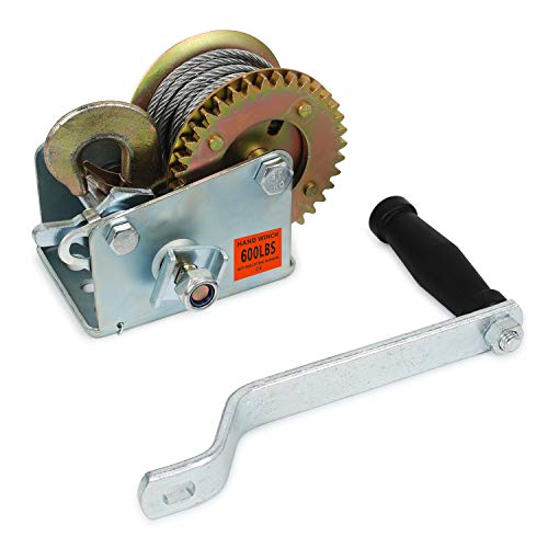 Heavy Duty Hand Winch 600 lbs Hand Crank Strap Cable Gear Winch Towing Winches ATV Boat Trailer (600 lbs) - Image 2