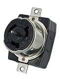 Leviton CS8169 50 Amp, 3PY, 480 Volt AC, Black and White Locking Flush Mount Receptacle, Industrial Grade, Grounding, California-Style, Black