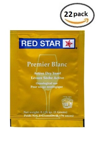 Red Star HOZQ8-529 Premier Blanc Wine Yeast, 5 g, Yellow, 2 Pack (11 Count)