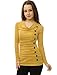 Allegra K Women's Cowl Neck Long Sleeves Buttons Decor Ruched Top Small Yellow