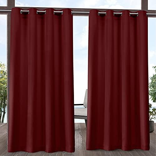 EXCLUSIVE HOME Delano Heavyweight Textured Indoor/Outdoor Grommet Top Curtain P…