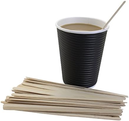 50 Black Disposable Insulated Ripple Paper Hot Coffee Cups 12 Ounce with 50 Wood Coffee Beverage Stirrers