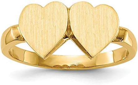 Roy Rose Jewelry 14K Yellow Gold Open Back Womens Signet Ring Double Heart Shape Custom Personailzed with Free Engraving Available Initial