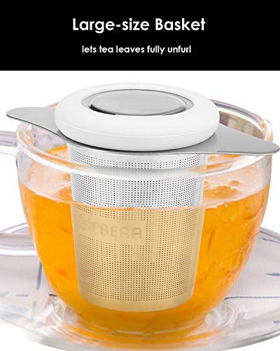 Gifbera 2 Pack Large Tea Infuser Set - Stainless Steel Extra Fine Mesh Tea Strainer Filter with Scoop & Double Handles - Fits Standard Cups Mugs Teapots