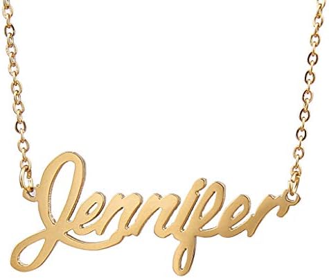 AIJIAO Unisex Personalized Nameplate Necklace Pendant My Name Custom Of Stainless Steel