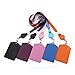 KLOUD City 5 Pcs Vertical Style Black Leather Business ID Badge Card Holder with 5 Pcs Retractable Lanyard Neck Strap Band (Style 3)