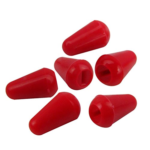 IKN Red Plastic Tips Cap 5 Way Guitar Pickup Selector Switch Knob Cap Pack of 6